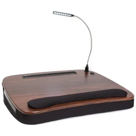 Sofia + Sam Multi Tasking Memory Foam Lap Desk with USB Light ( Brown Wood Top) image {1}