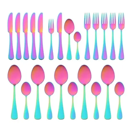 REGALWOVEN 24 Pcs 1 Set Stainless Steel Durable Rust-Proof Corrosion Resistant Flatware Set image {8}