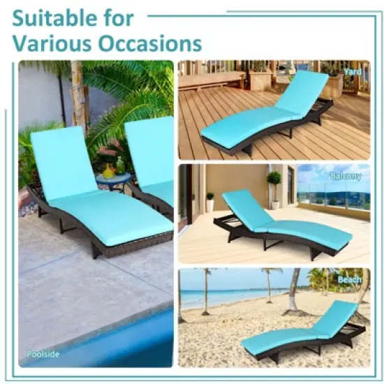 Tangkula 2-Piece Patio Adjustable Rattan Chaise Lounge Chair Folding Reclining Wicker Chair image {7}
