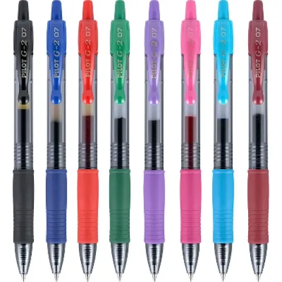 Pilot G2 Premium Retractable Gel Ink Pen Assorted Ink .7mm 8/Set 31128 image {1}