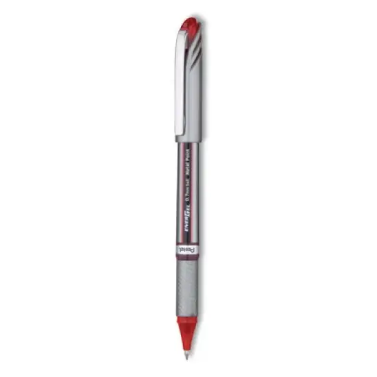 Pentel EnerGel NV Gel Pen, Stick, Medium 0.7 mm, Red Ink, Gray/Black/Red Barrel, Dozen image {1}
