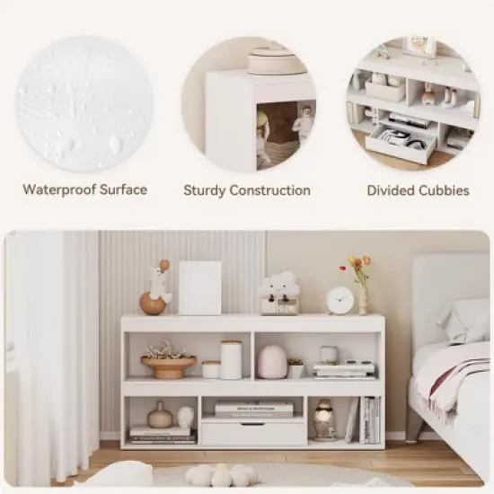 Toy Storage Organizer, 6 Cubes Kids Bookshelf Wooden Storage Cabinet, Playhouse Shelves Cabinet for Playroom, Classroom, Nursery, Kids Room image {5}