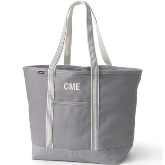 Lands' End Open Top Long Handle Canvas Tote Bag image {3}