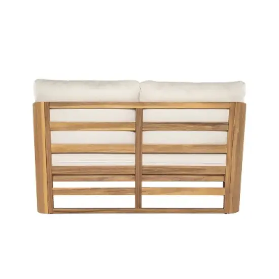 Christopher Knight Home Yantic 4 Piece Outdoor Modern Acacia Wood Chat Set with Water-Resistant Cushions image {7}