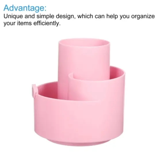 Unique Bargains Rotary Pen Holder 3 Slots 360 Degree Makeup Brush Desktop Stationery Organizer for Office Home image {3}