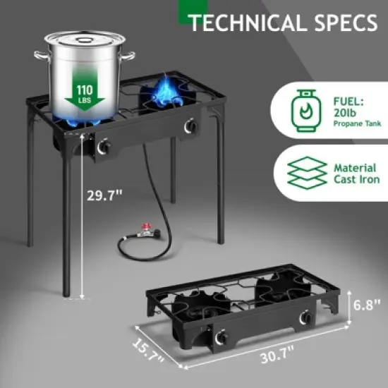 Winado 2 Burner High Pressure Propane Outdoor Stove image {3}