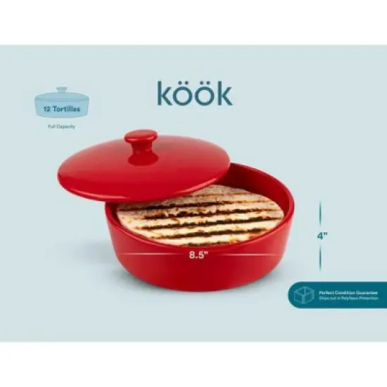 Kook Ceramic Tortilla Warmer with Lid, 8.5 Inch image {2}