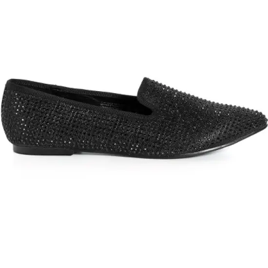 Women's WIDE FIT Maya Flat Shoe - black | AVENUE image {1}