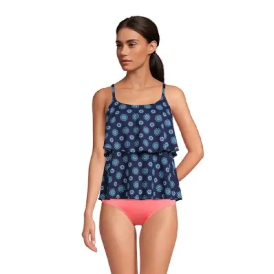 Lands' End Women's Chlorine Resistant Scoop Neck Tiered Tankini Swimsuit Top image {2}