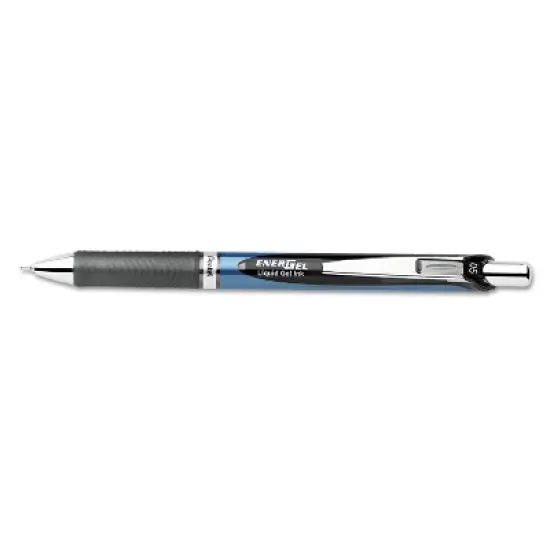Pentel EnerGel RTX Retractable Liquid Gel Pen .5mm Silver/Black Barrel Black Ink BLN75A image {3}