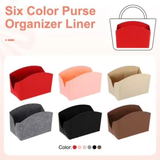 Unique Bargains Felt Multiple Compartments Zipper Purse Makeup Bag and Organizer 8" x 4" x 5.5" image {3}