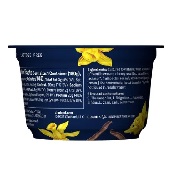 Chobani 20g Protein Vanilla Greek Yogurt - 6.7oz image {4}
