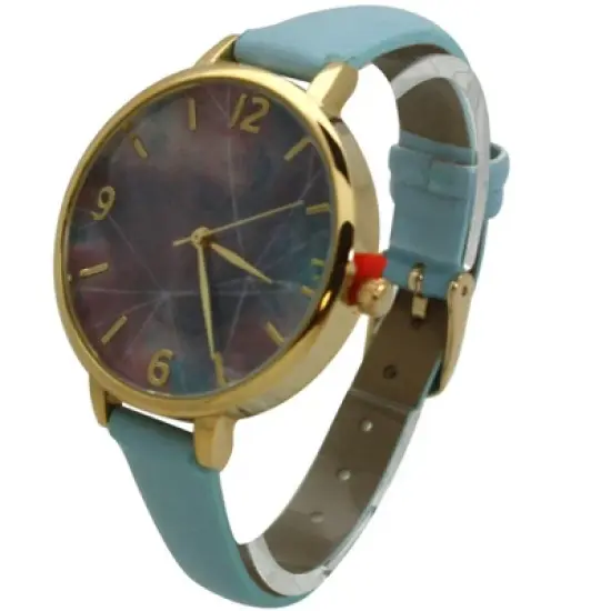 OLIVIA PRATT NEBULA AND LINES SKINNY LEATHER STRAP WATCH image {5}
