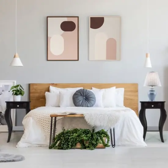 Costway 2PCS End Table Accent Side Table Nightstand w/ Drawer & Bottom Shelf image {2}