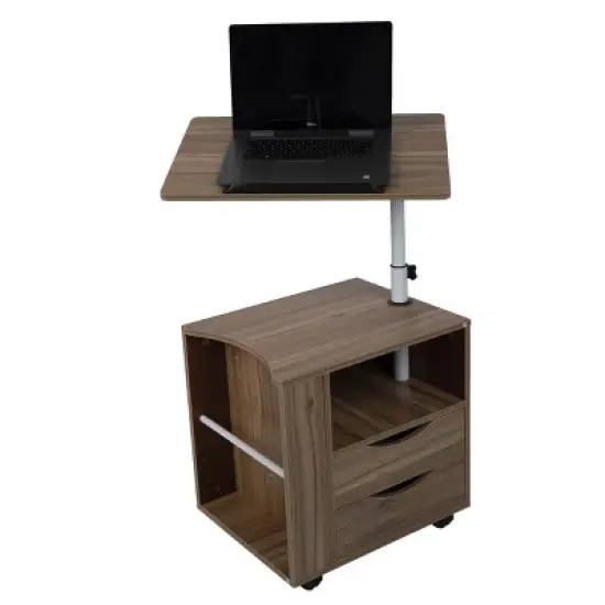 Mind Reader Bedside Workstation Adjustable Desk Nightstand, Wood Finish image {2}