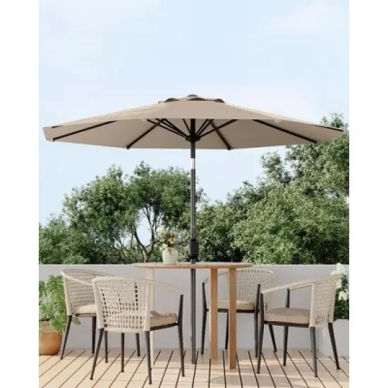 Garvee 9FT Patio Umbrella Outdoor with Push Button Tilt and Crank, 8 Sturdy Ribs UV Protection Waterproof for Garden, Pool, Brown image {7}