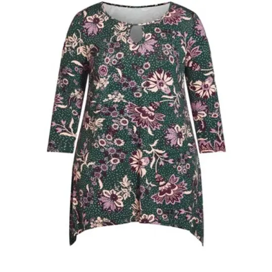 Women's Plus Size Keyhole Swing Tunic - teal | EVANS image {2}