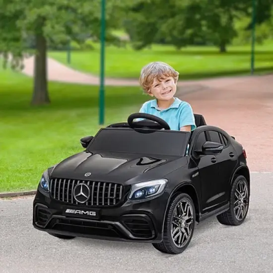 Aosom 12V Ride On Toy Car for Kids with Remote Control, Mercedes Benz AMG GLC63S Coupe, 2 Speed, with Music, Electric Light, Black image {2}