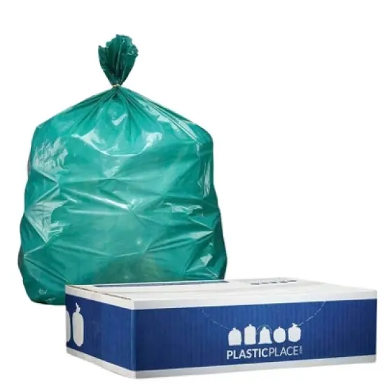 Plasticplace 40-45 Gallon Trash Bags, Green (100 Count) image {2}