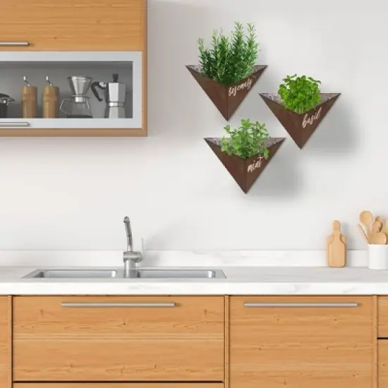 Modern Home Living Wall Galvanized Steel/Zinc Triangular Succulent/Herb Planter image {8}