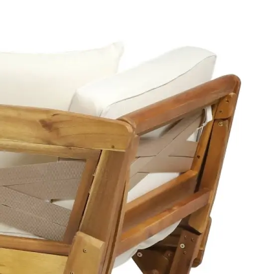 Serene Outdoor Acacia Wood Expandable Daybed with Cushions - Teak/Beige/Khaki - Christopher Knight Home image {9}