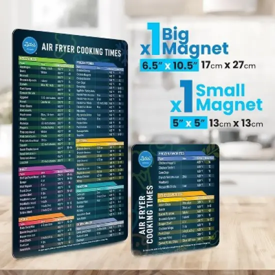 Maison Products Air Fryer Magnetic Cheat Sheet Set, Air Fryer Accessories Cookbook, Airfryer Accessory Magnet Sheet Quick Reference Guide for Cooking image {1}