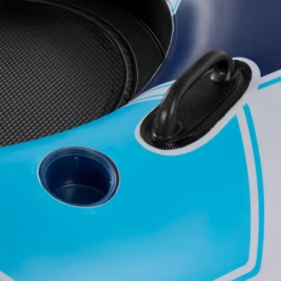 Bestway CoolerZ Rapid Rider Inflatable 2 Person Pool River Lake Tube Float, Blue, and 101 Inch 4 Person Inflatable Island Lounge River Raft Float image {3}