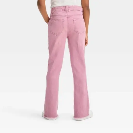 Girls' Button Fly Flare Jeans - Cat & Jack&trade; Pink image {1}