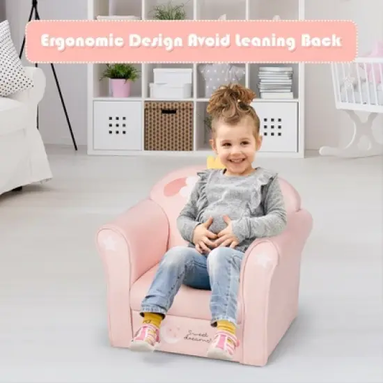 Costway Kids Lamb Sofa Children Armrest Couch Upholstered Chair Toddler Furniture Gift image {3}