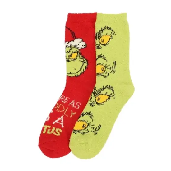 The Grinch You Are As Cuddly Womens Chenille Crew Sock image {2}