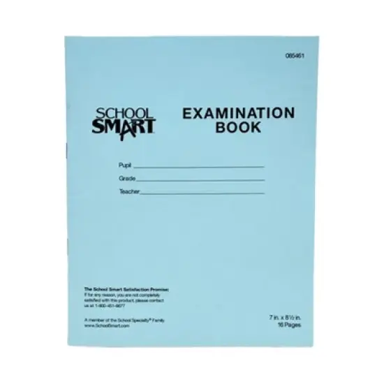 School Smart Examination Blue Books, 7 x 8-1/2 Inches, 16 Pages, Pack of 50 image {6}