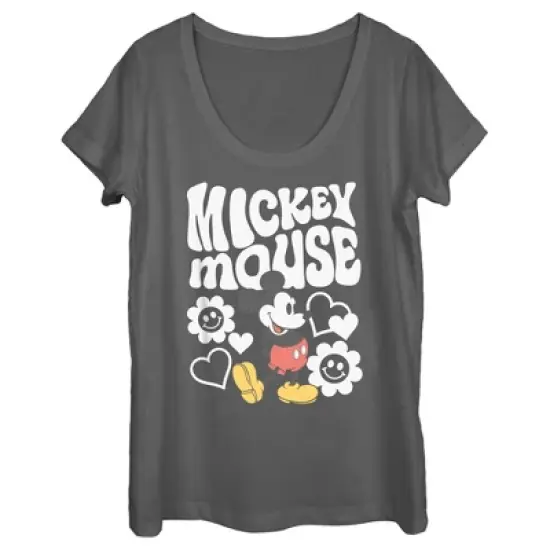 Women's Mickey & Friends Groovy Hearts and Smilies Logo White image {3}