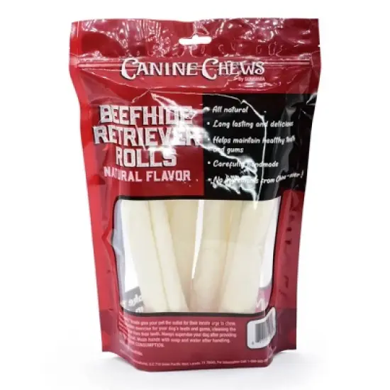 Canine Chews Natural Rolls Beef Rawhide Dog Treats - 4ct image {1}