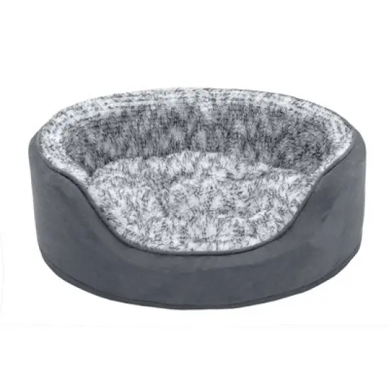 FurHaven Two-Tone Faux Fur & Suede Oval Pet Bed for Dogs & Cats image {1}