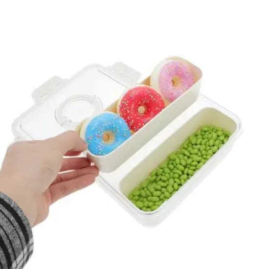 Unique Bargains Sealed Rectangle Fridge Food Storage Containers 2 Compartment White Transparent 1 Set image {2}