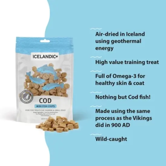 Icelandic+ Mini Cod Fish Chips Training Dog Treat 3-oz Bag image {4}