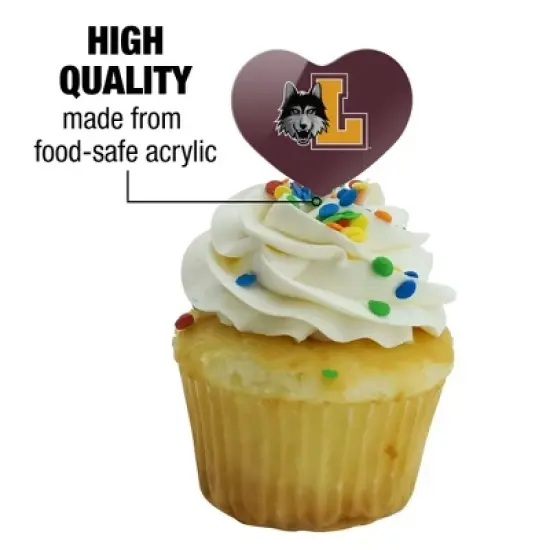 Loyola University Chicago Primary Logo Heart Love Cupcake Picks Toppers Decoration Set of 6 image {2}