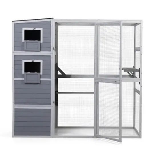 Large Outdoor Catio Cat Enclosures With Waterproof Roof 2 Jumping Platforms And Resting Rooms 4-Tier Cat Playpen Wooden Cat Enclosure Indoor Outdoor image {2}