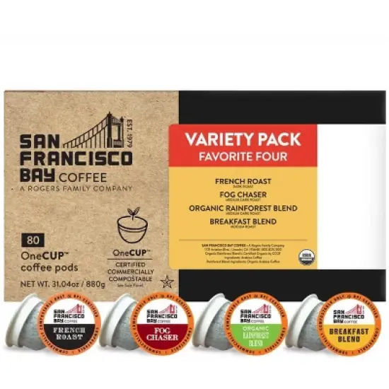 San San Francisco Bay Coffee Variety Pack Medium Roast Coffee - 80ct image {3}