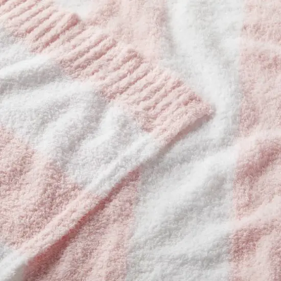 Chenille Stripe Baby Blanket - Light Pink and White Stripe - Cloud Island&trade; image {2}