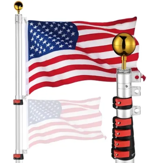 Yescom 20FT Telescopic Aluminum Flag Pole image {9}