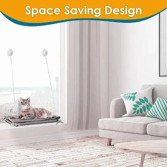 PAWBEE Cat Window Perch - Cat Window Hammock - Strong Suction Cups Hanging Cat Bed - Cat Hammock For Window Indoor - Comfy Cat Shelf For Inside Ledge image {3}