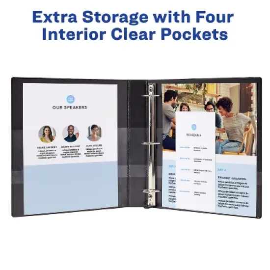 Avery Durable Clear View 3 Ring Binders, 1 Inch EZD Rings, 1 Black Binder (09300) image {3}