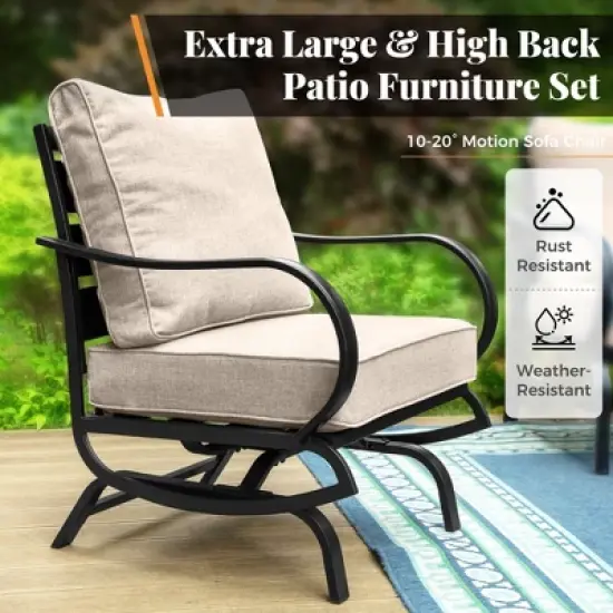 Captiva Designs 5 PCS Metal Patio Furniture Conversation Set with Rocking Armchairs for Garden Porch Backyard image {6}