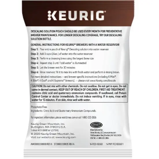 Keurig Descale and Cleanse Starter Kit: Coffee Maker Parts & Accessories, Descaling Solution for Keurig Slim image {5}