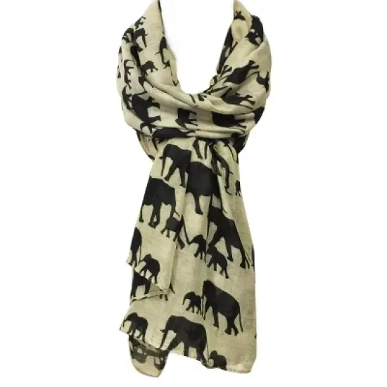 Wrapables Elephant Print Scarf Wrap, Beige image {3}