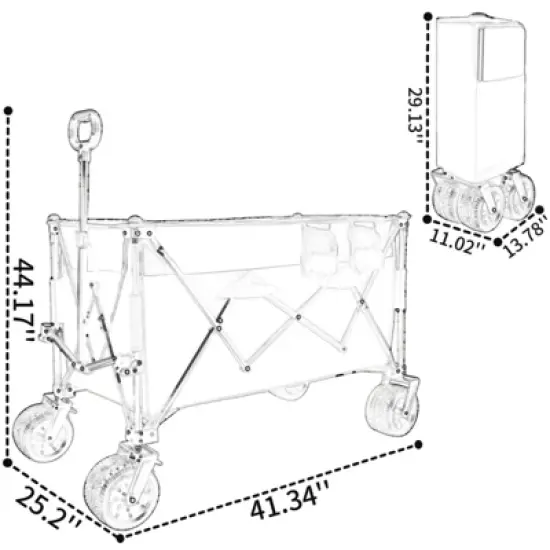 FATMOON Heavy-Duty Folding Wagon Cart 480lbs Capacity - All-Terrain 7" Wheels with Brakes & Side Pockets for Camping,Beach,Picnic Outdoor image {2}