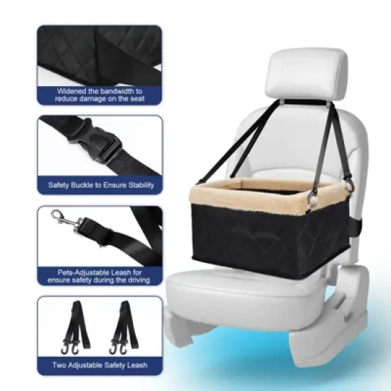 JOEJOY Dog Car Seat for Small Dogs, Deluxe Dog Booster Car Seats with Metal Frame, Puppy Car Seat, Dog Car seat for Pets Up to 15lbs image {4}