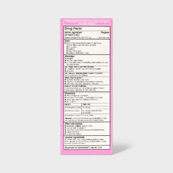 Dye-free Children's Allergy Relief - Diphenhydramine - Bubble Gum - 8 fl oz - up&up&trade; image {2}