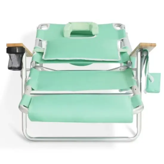 Ostrich Deluxe Padded 3 N 1 Lightweight Portable Adjustable Outdoor Folding Reclining Chair for Lawn Beach Lake Camping Lounge with Footrest, Teal image {2}